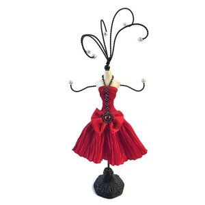 Mannequin Doll 13" Jewelry Stand Display Holder Organizer Elegant Red Dress Goth